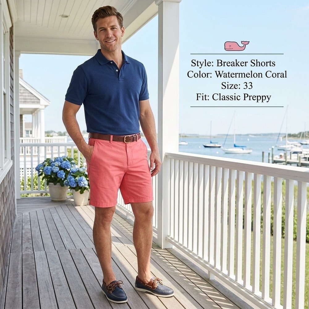 Vineyard Vines Performance Shorts Mens 33 Coral Pink Stretch Golf Chino 9 Inch